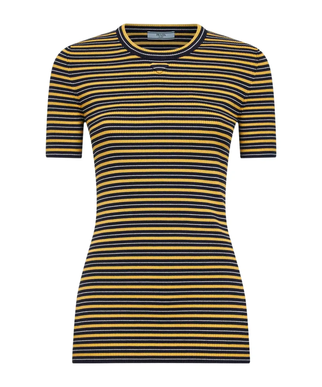 Round-Neck Short-Sleeved Knitted Shirt