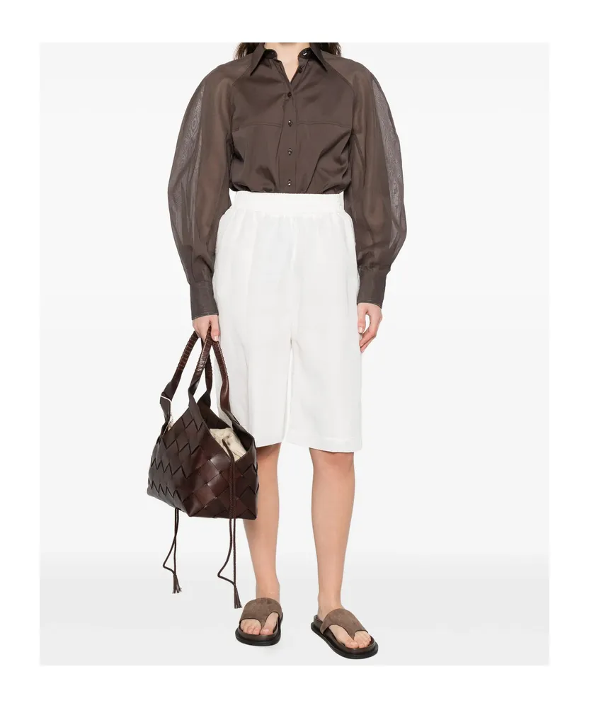Sheer-Panel Long-Sleeve Shirt