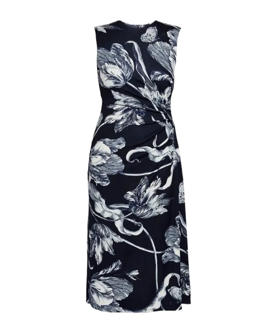 Floral-Print Sleeveless Midi Dress