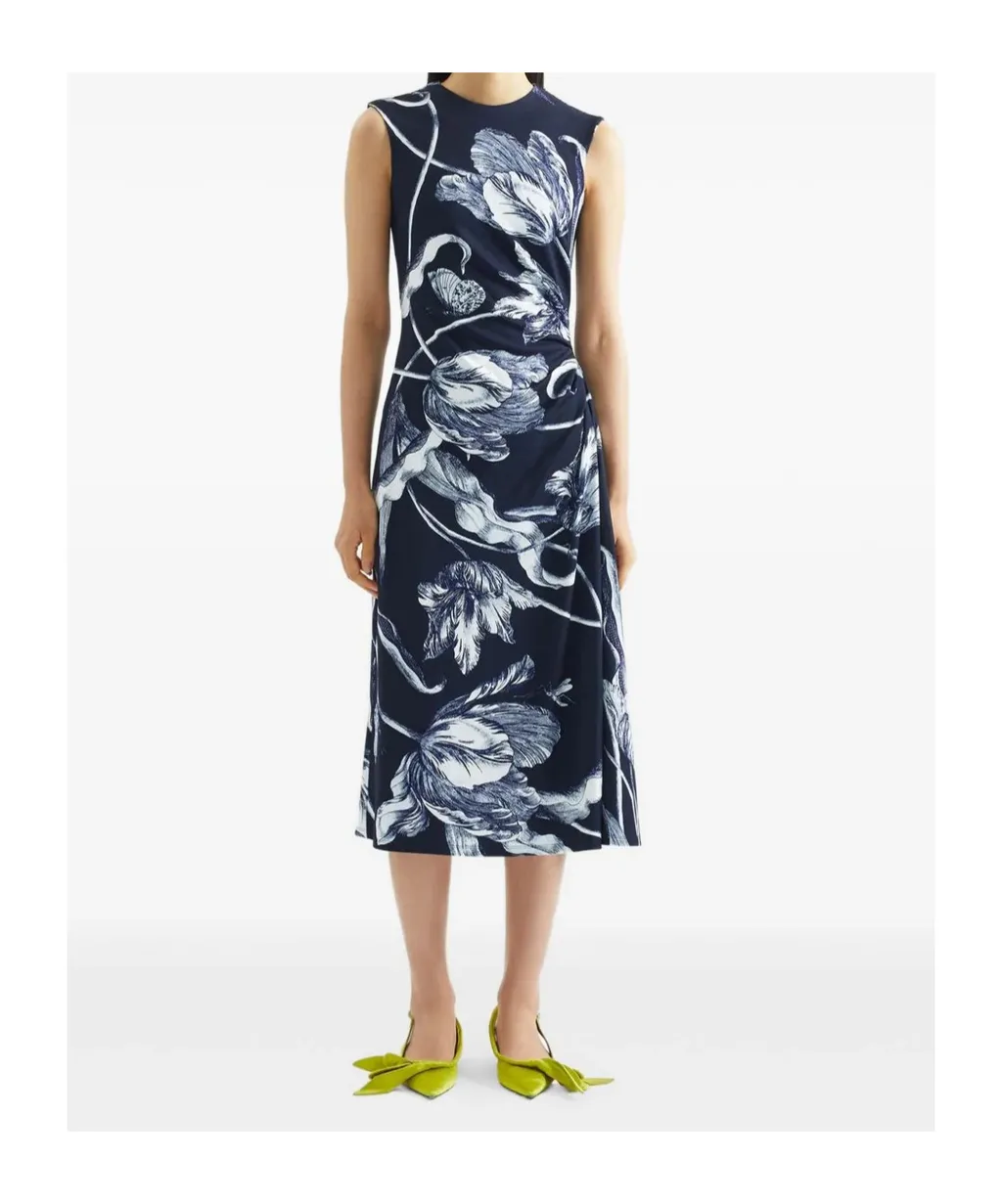 Floral-Print Sleeveless Midi Dress