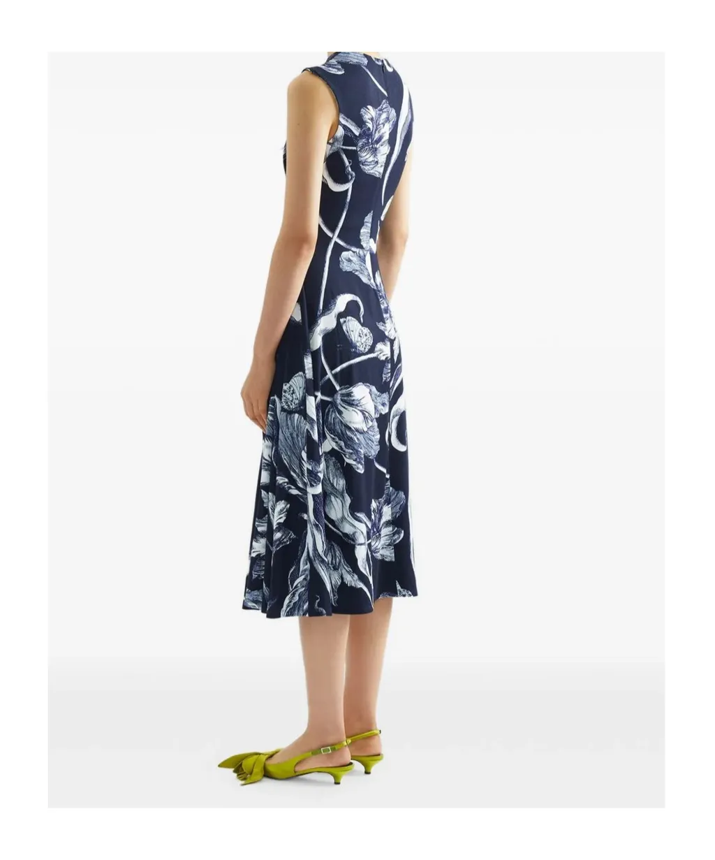 Floral-Print Sleeveless Midi Dress