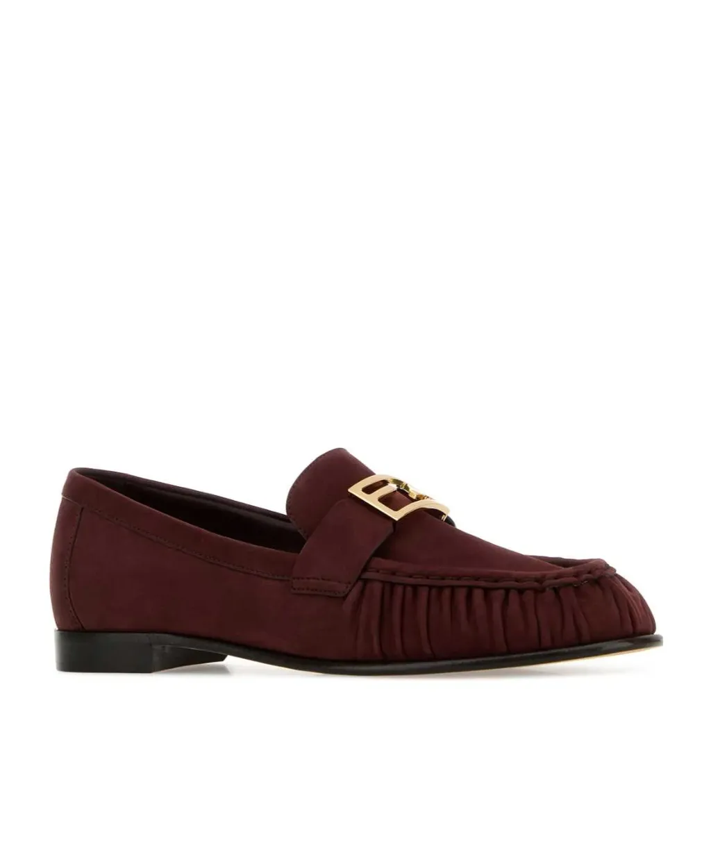 Fendi Logo Plaque Gathered Slip-On Loafers