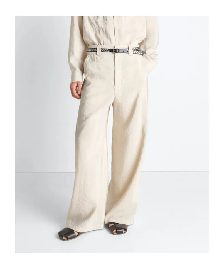 Straight Tailored Pants In Dry Silk