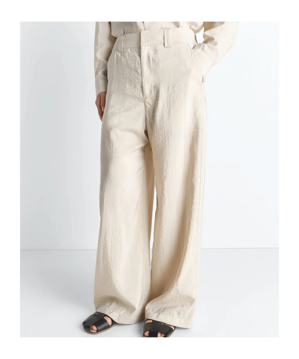 Straight Tailored Pants In Dry Silk