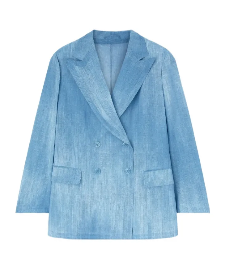 Double-Breasted Jacket In Silk-Effect Chiffon