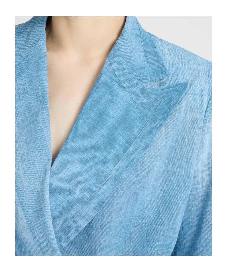 Double-Breasted Jacket In Silk-Effect Chiffon