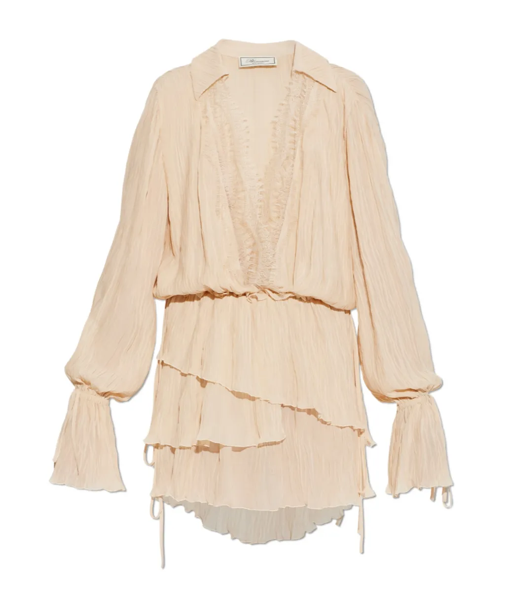 Blumarine Long-Sleeved V-Neck Dress