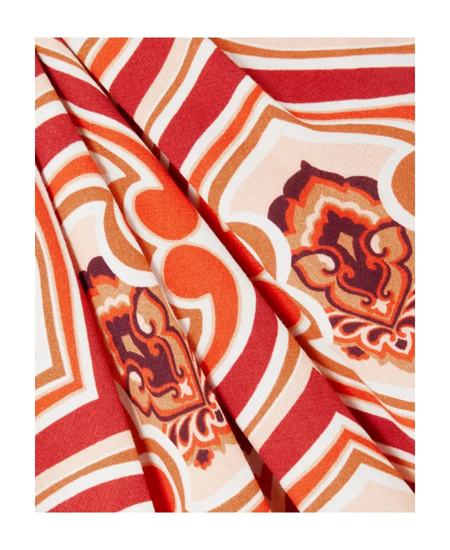Wrap Effect Printed Mid-Length Skirt