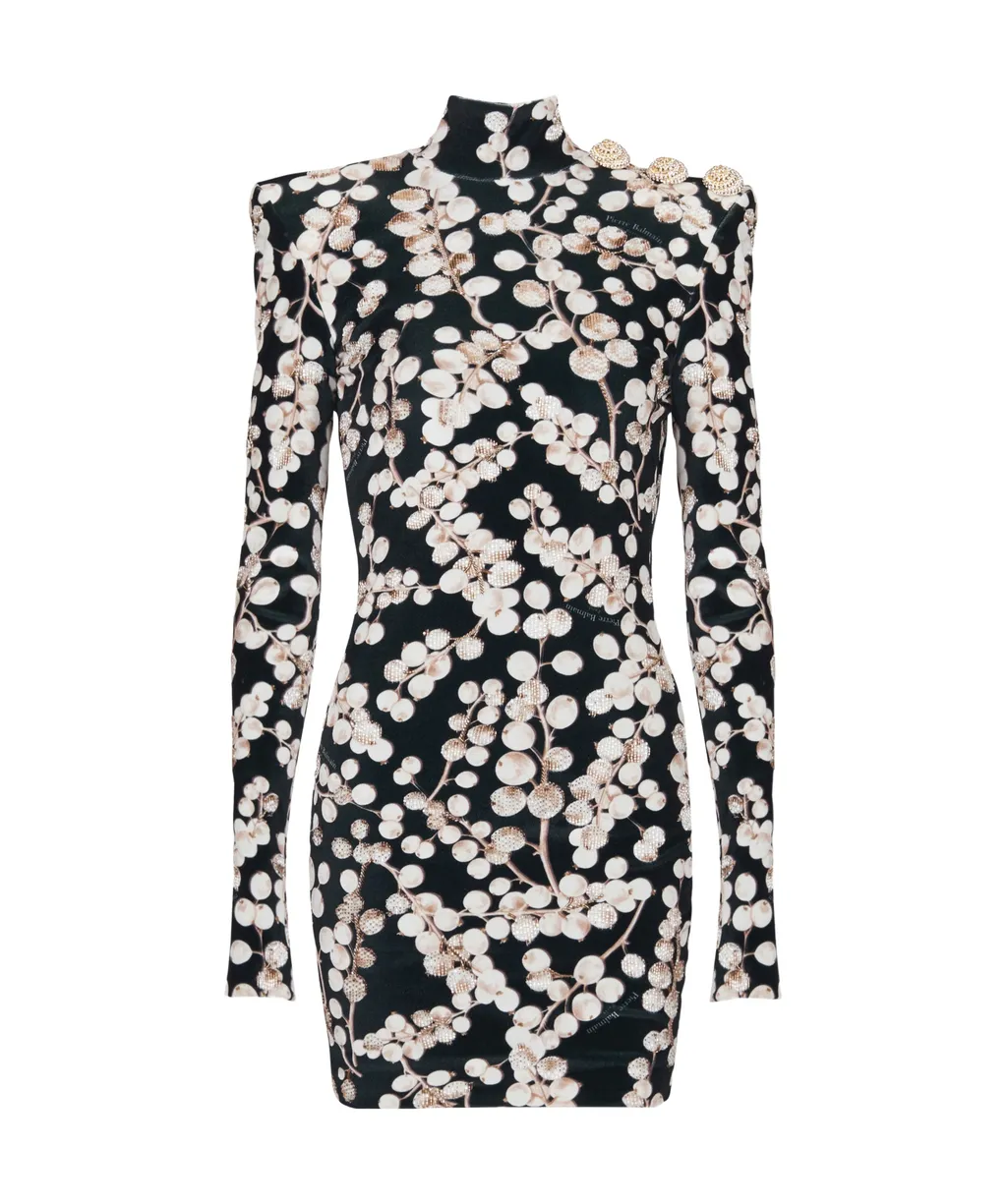 Backless Velvet Dress With Redcurrant Print