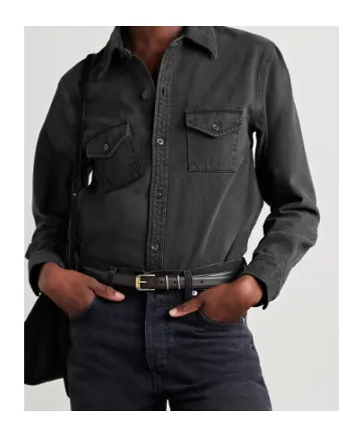 Long-Sleeved Denim Shirt