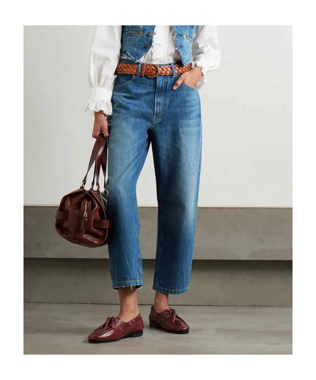 Bow High-Rise Tapered Jeans
