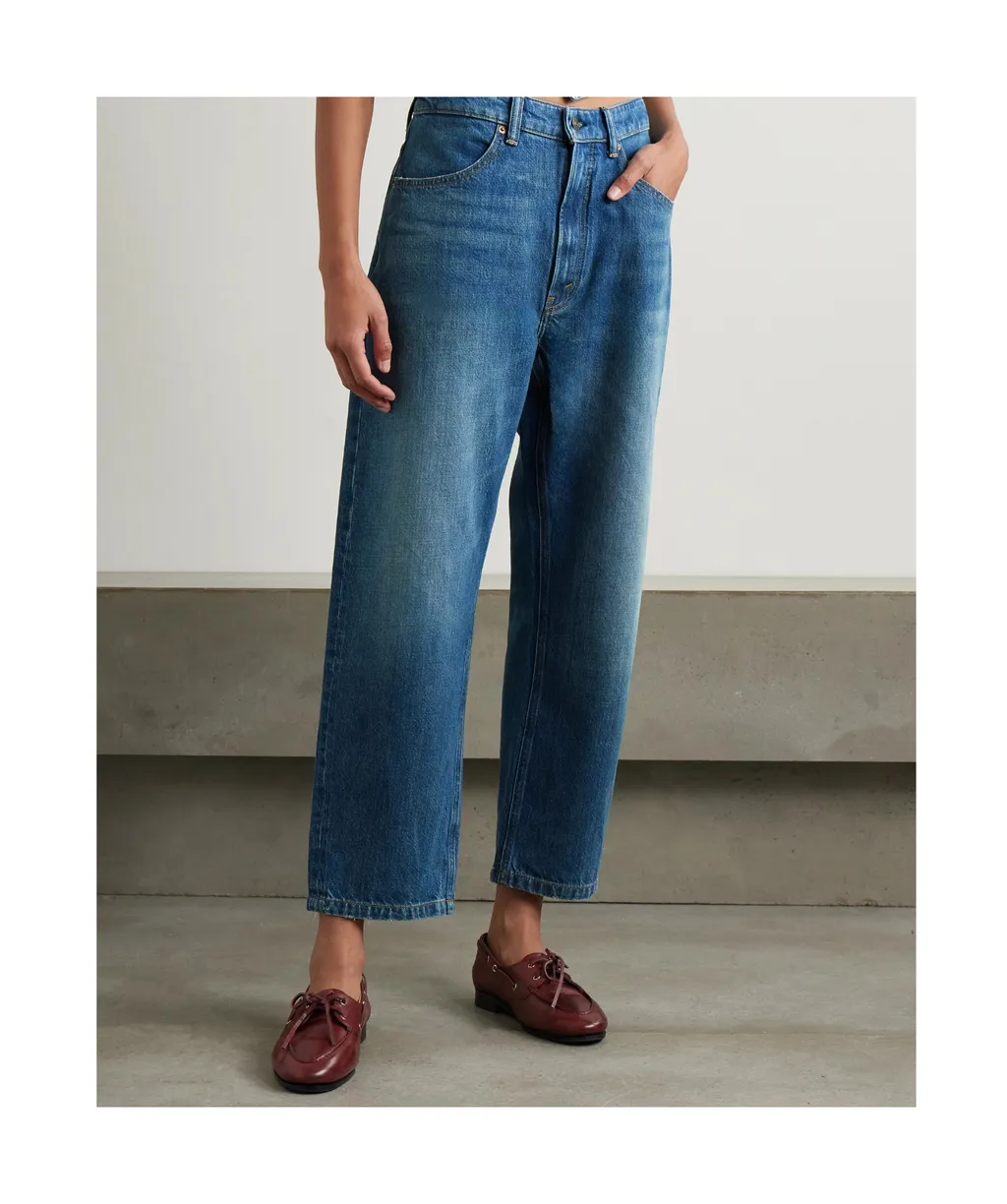 Bow High-Rise Tapered Jeans