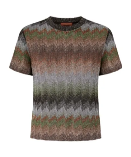 Snake-Pattern Viscose Lamé Crewneck T-Shirt