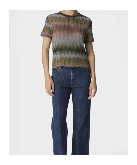 Snake-Pattern Viscose Lamé Crewneck T-Shirt