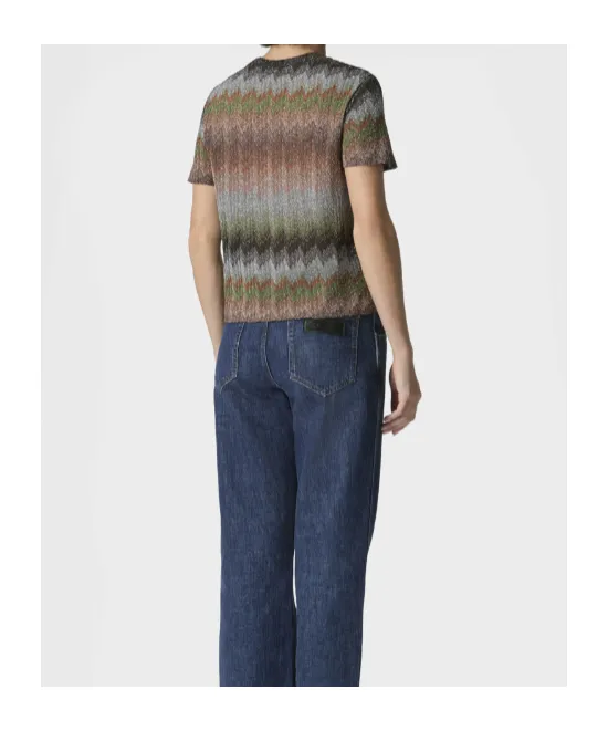 Snake-Pattern Viscose Lamé Crewneck T-Shirt