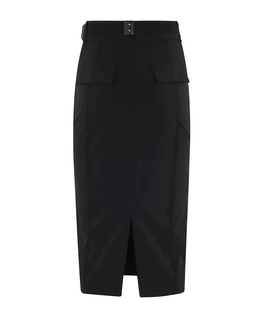 Skirt In Technical Bi-Elastic Fabric With Belt