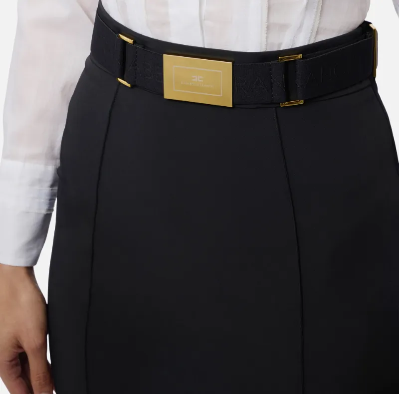 Skirt In Technical Bi-Elastic Fabric With Belt