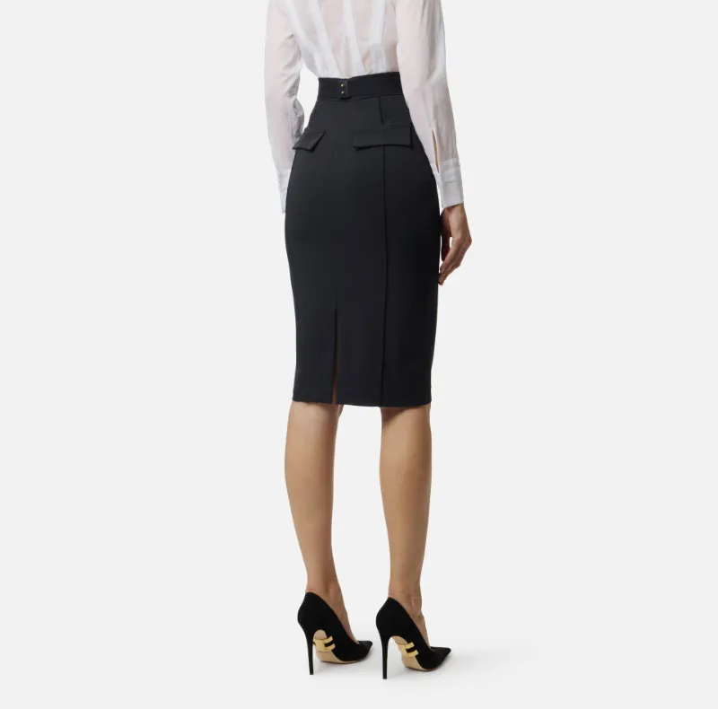 Skirt In Technical Bi-Elastic Fabric With Belt