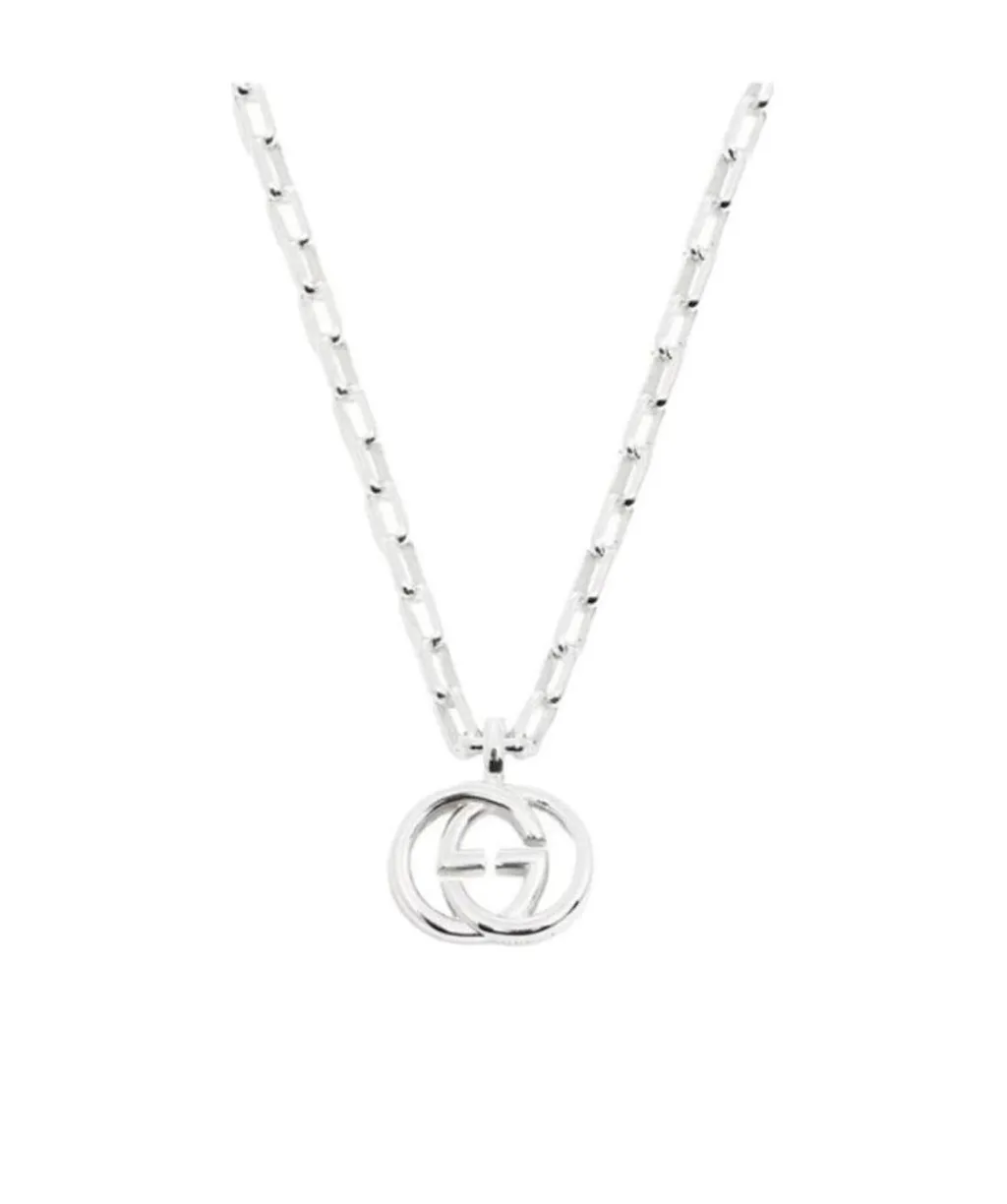 Three-Dimensional Double G Pendant Silver Necklace