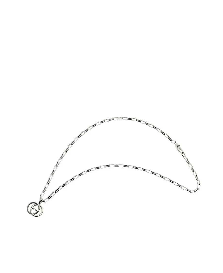 Three-Dimensional Double G Pendant Silver Necklace