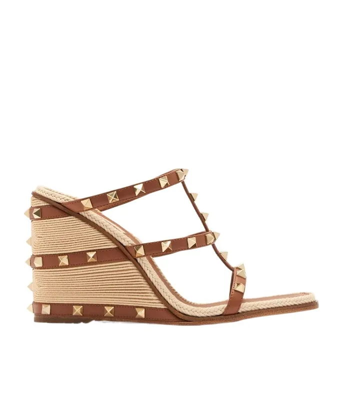 Valentino Garavani Rockstud Open Toe Wedge Sandals