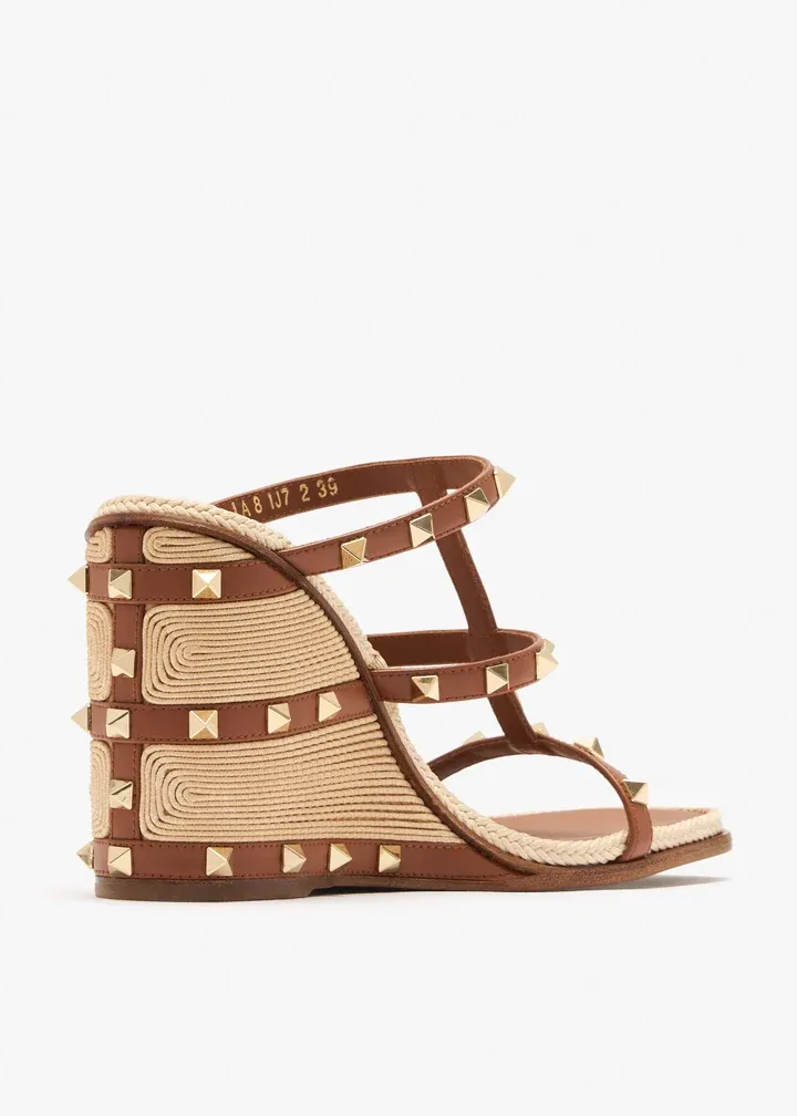 Valentino Garavani Rockstud Open Toe Wedge Sandals