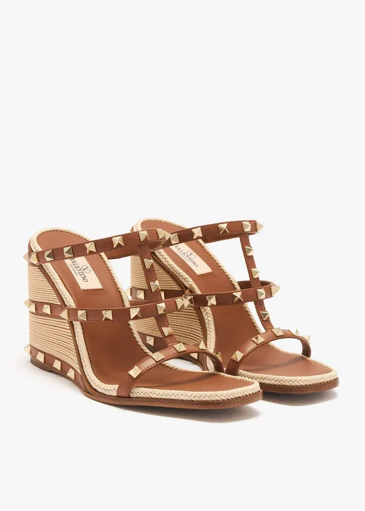 Valentino Garavani Rockstud Open Toe Wedge Sandals