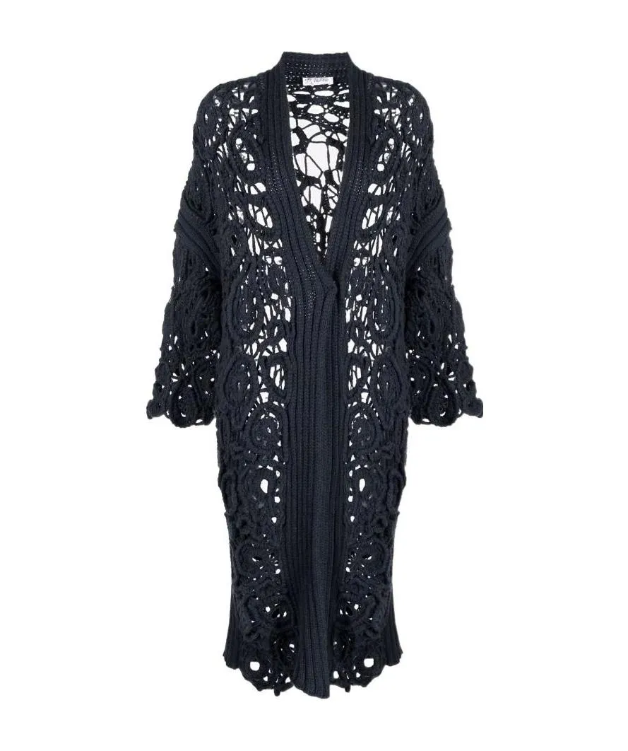 Crochet-Design Long-Sleeve Cardigan