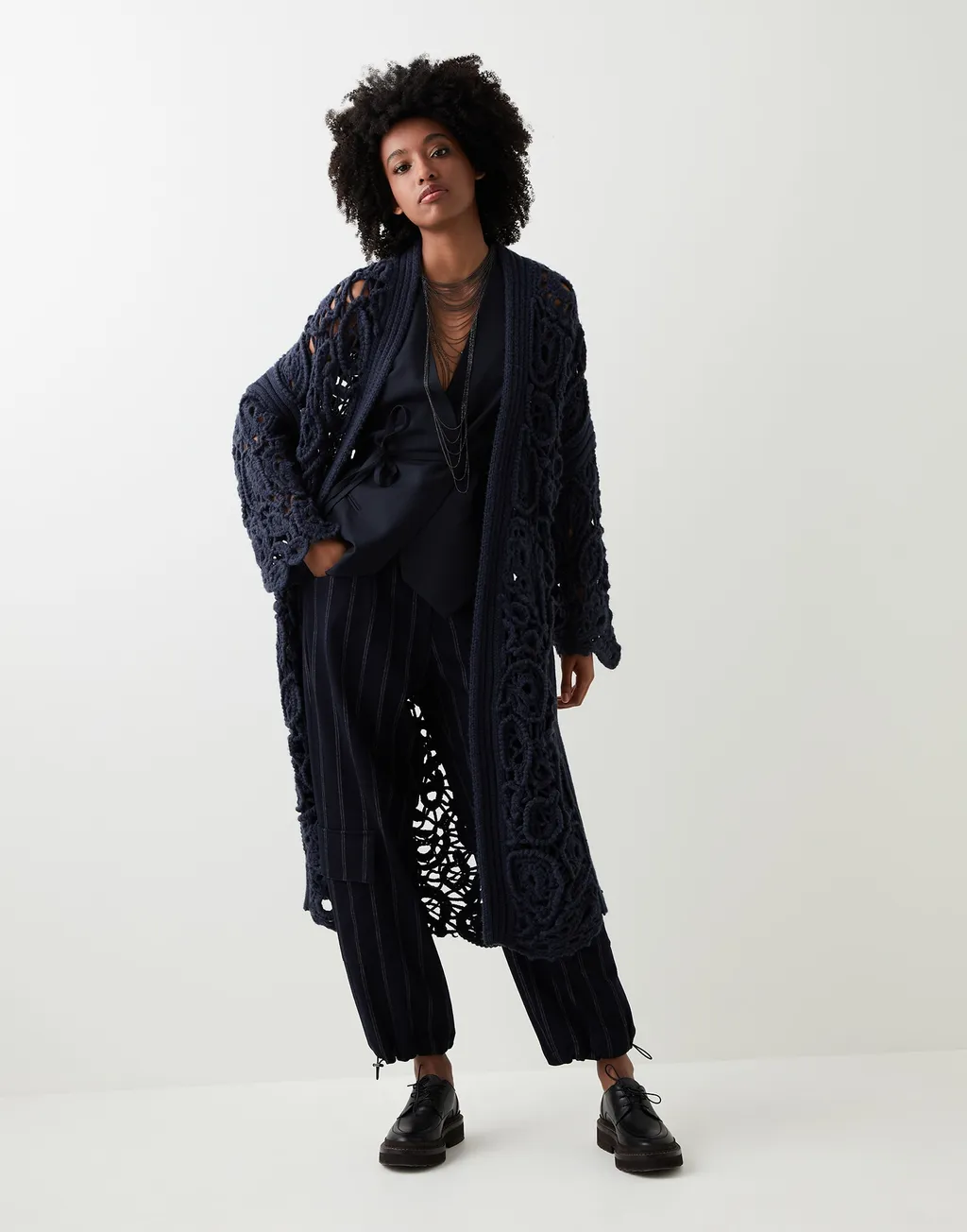 Crochet-Design Long-Sleeve Cardigan