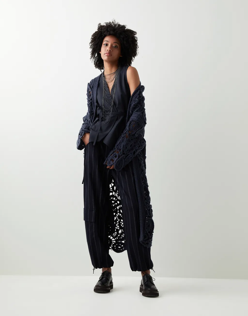 Crochet-Design Long-Sleeve Cardigan