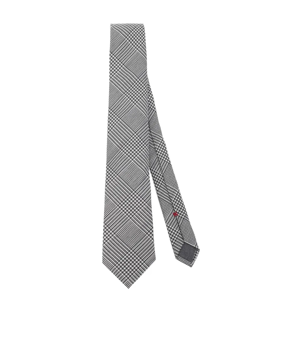 Houndstooth-Pattern Print Tie