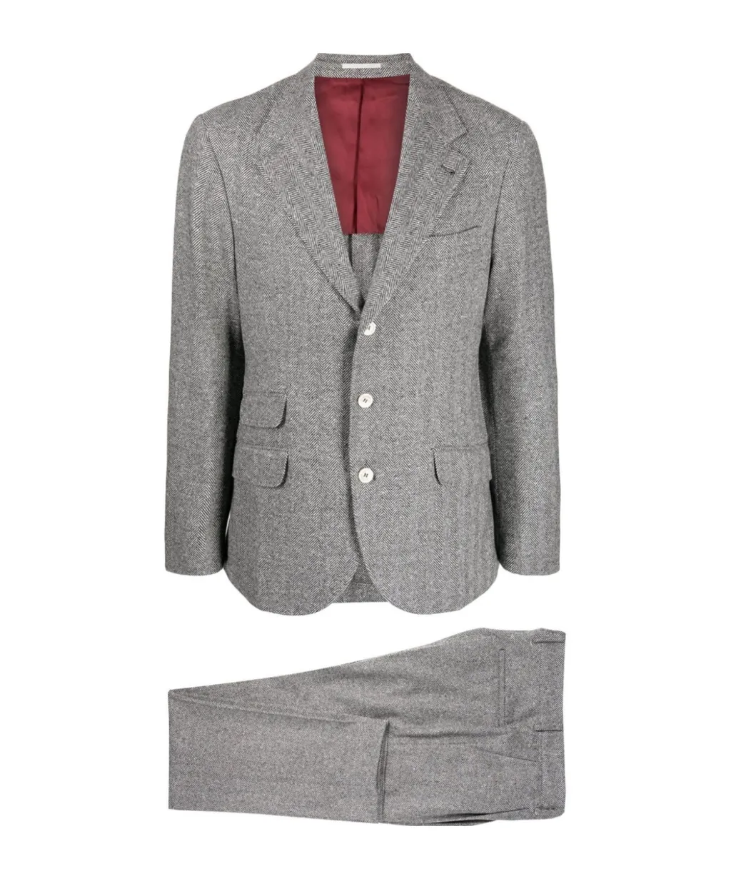 Wool-Blend Herringbone Two-Piece Suit