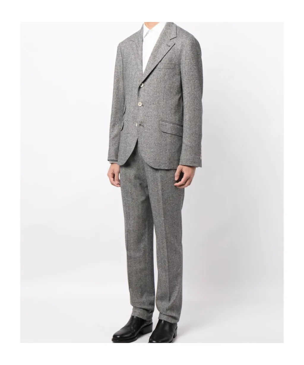 Wool-Blend Herringbone Two-Piece Suit