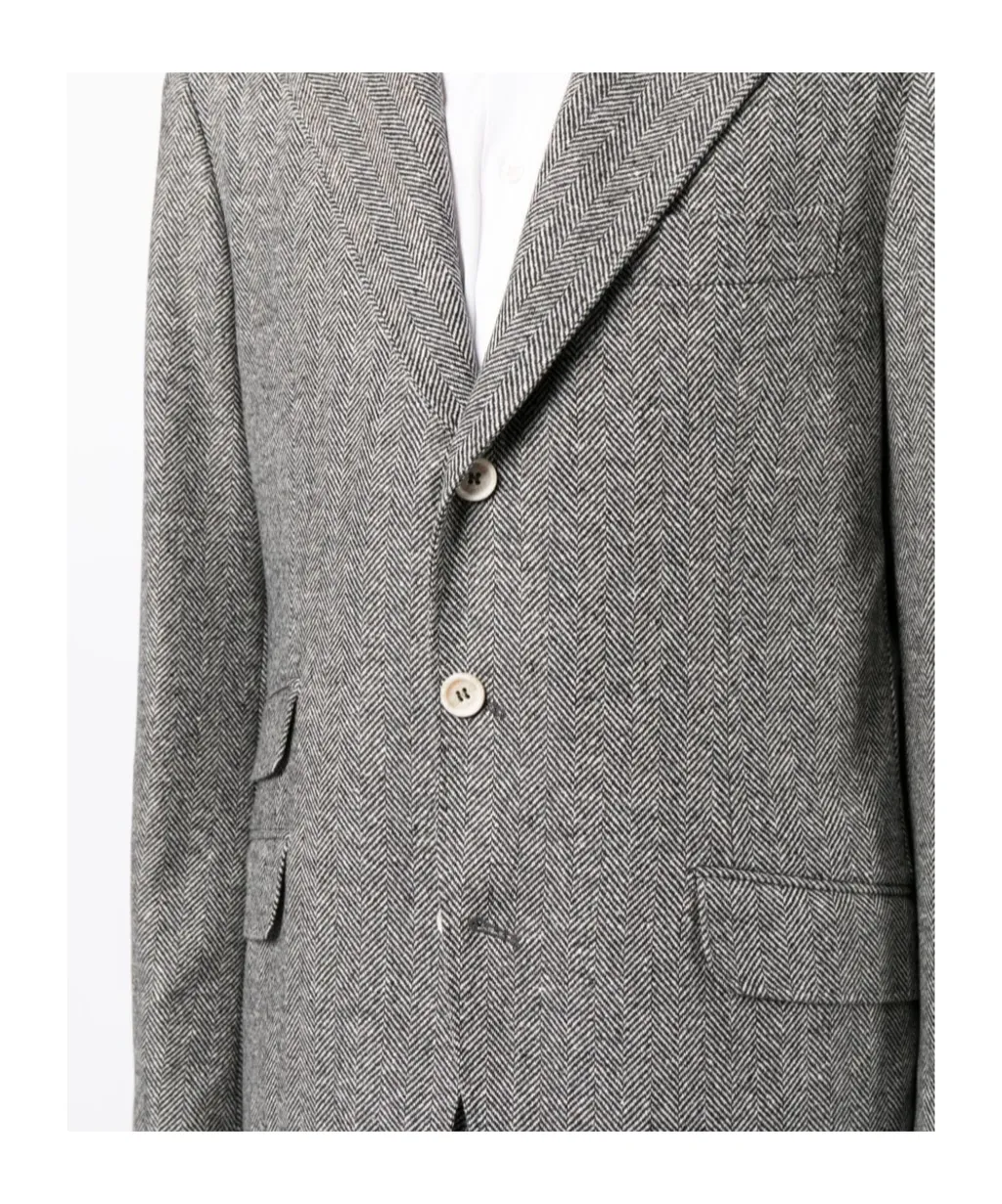 Wool-Blend Herringbone Two-Piece Suit
