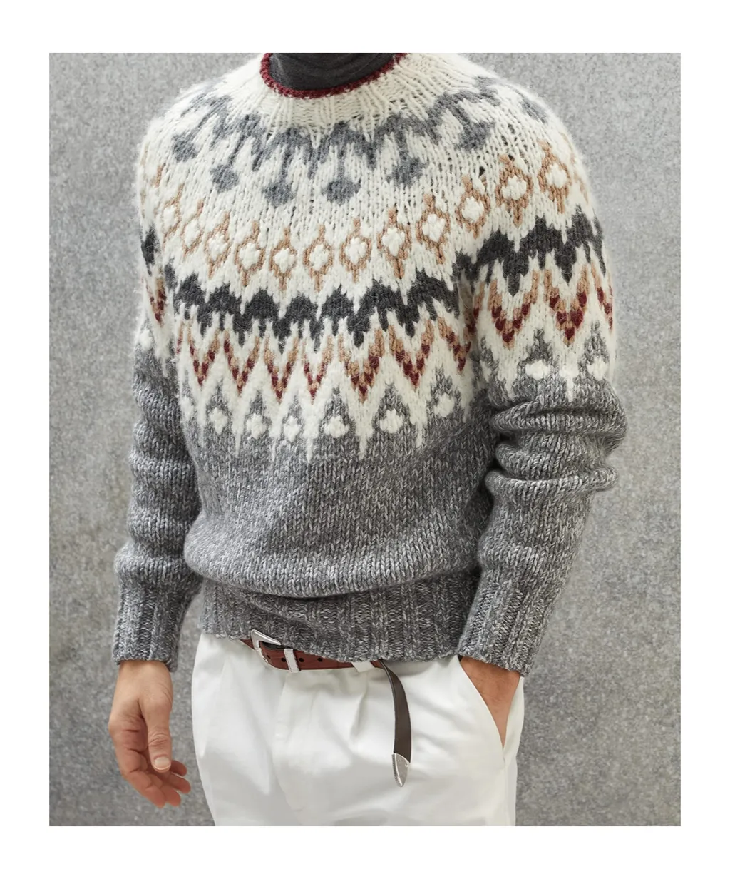 Argyle Intarsia Crew Neck Jumper