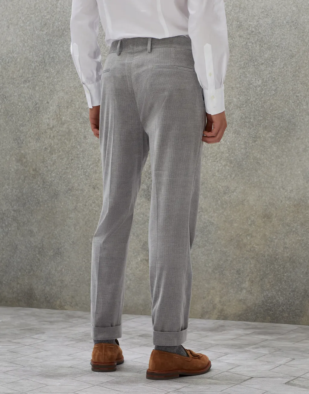Pinstriped Cropped Tapered Trousers