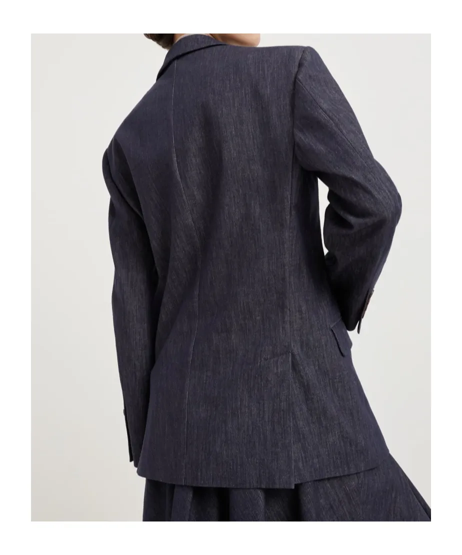 Denim Single-Breasted Blazer