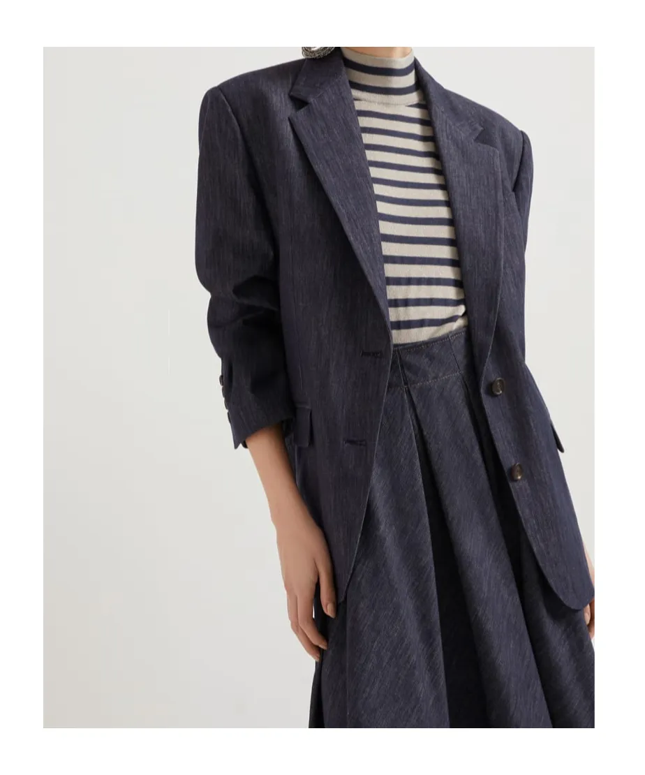 Denim Single-Breasted Blazer