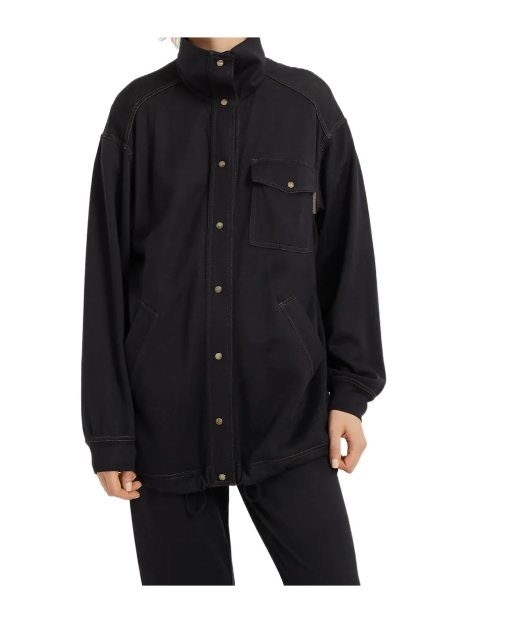 High-Neck Press-Stud Coat