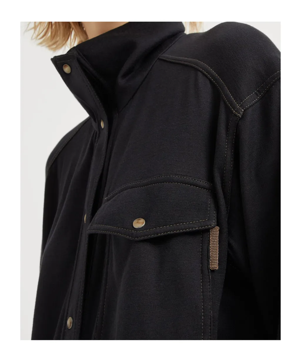 High-Neck Press-Stud Coat