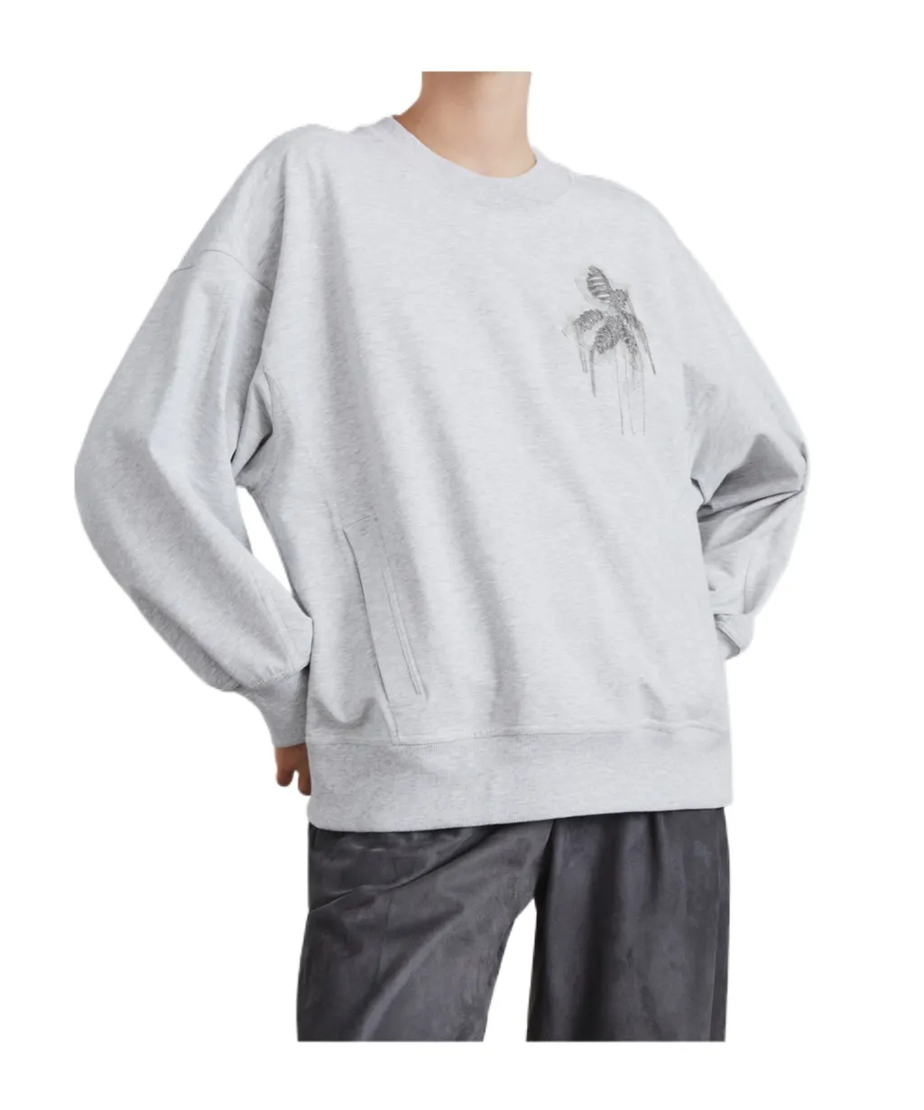 Bead-Embellished Stretch-Cotton Sweatshirt