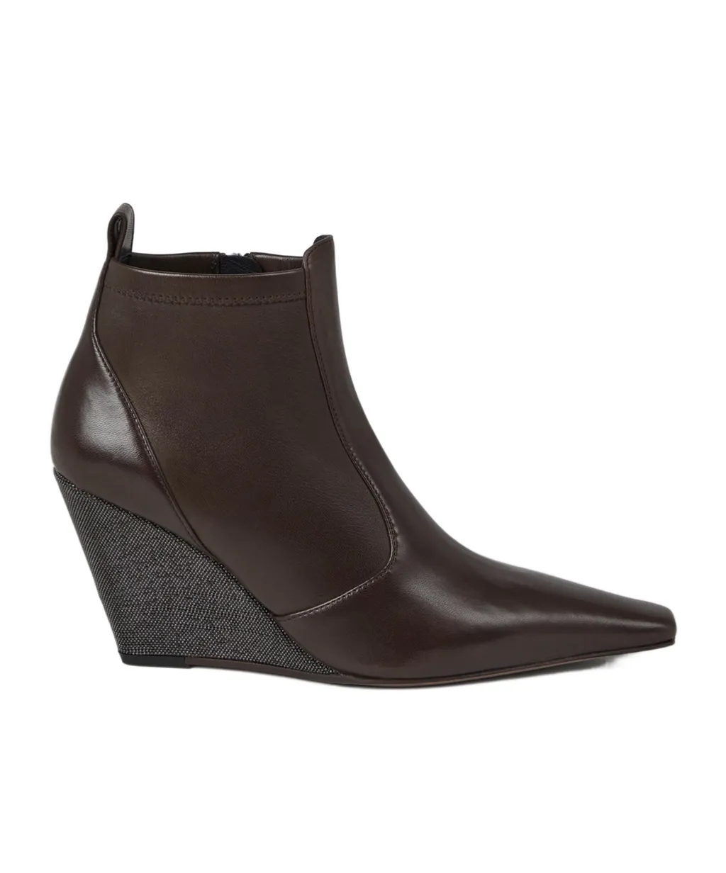 Monili Wedge Leather Ankle Boots