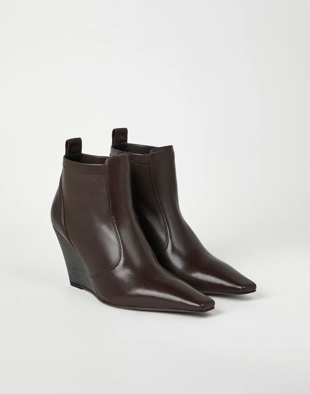 Monili Wedge Leather Ankle Boots