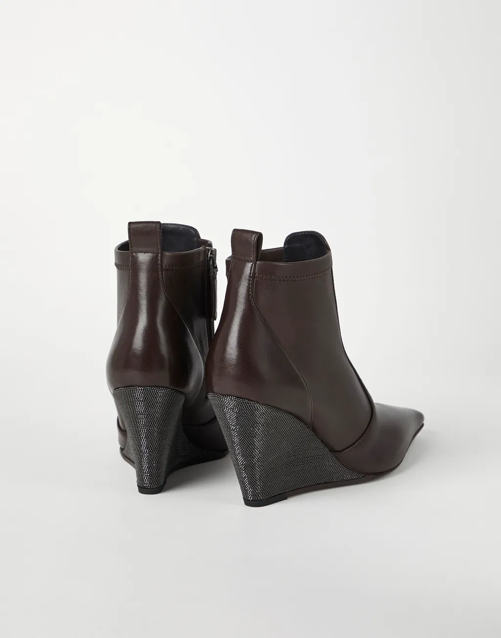Monili Wedge Leather Ankle Boots