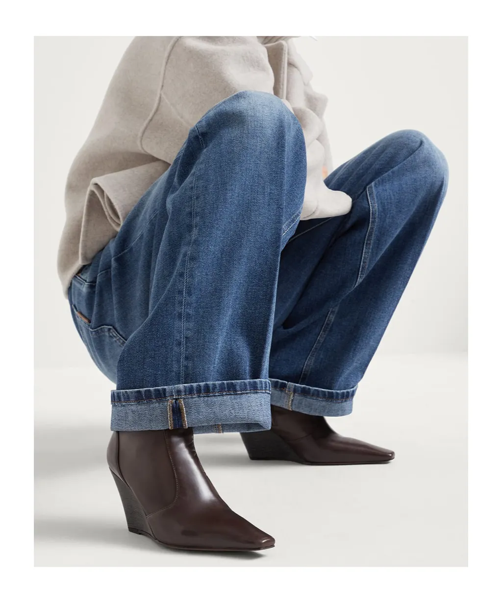 Monili Wedge Leather Ankle Boots