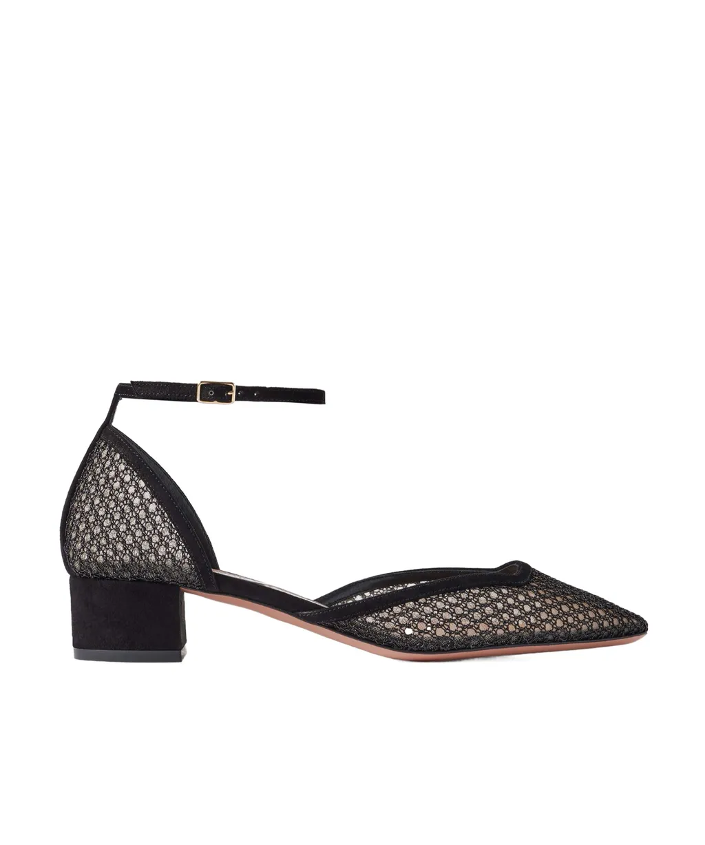 Asha 35 Suede-Trimmed Mesh Pumps