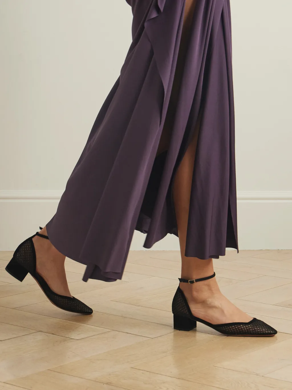 Asha 35 Suede-Trimmed Mesh Pumps