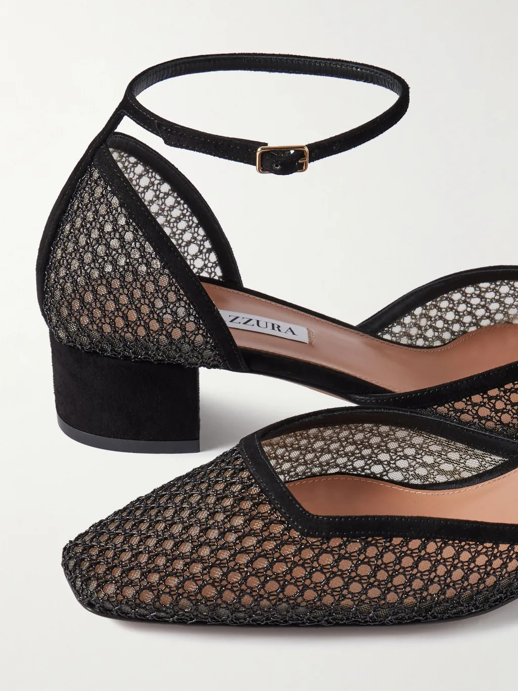 Asha 35 Suede-Trimmed Mesh Pumps