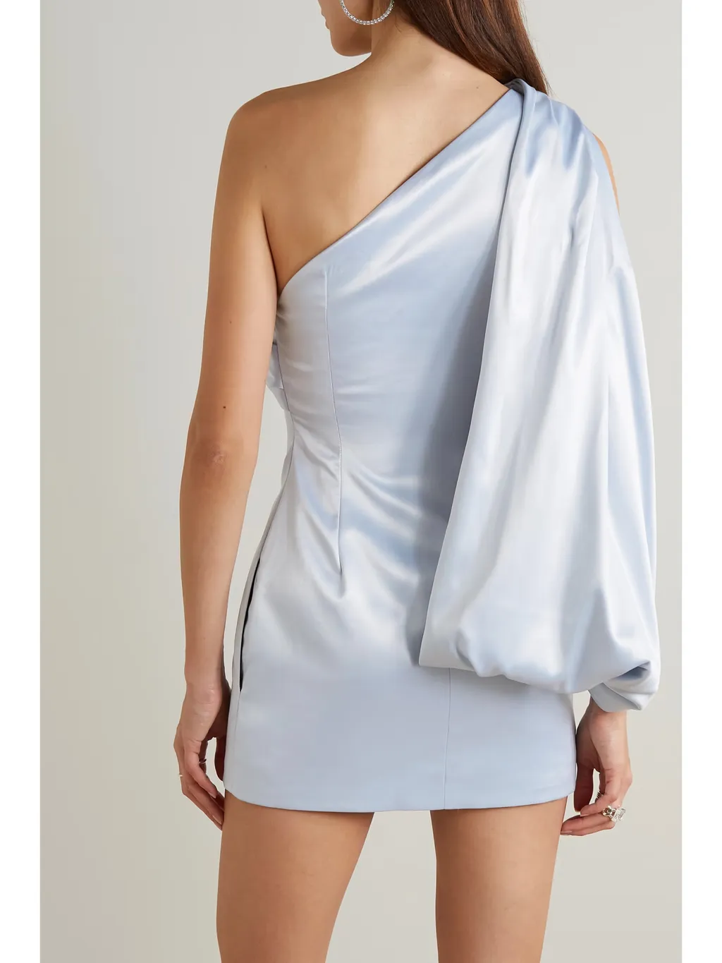 Single-Shoulder Draped Satin Mini Dress