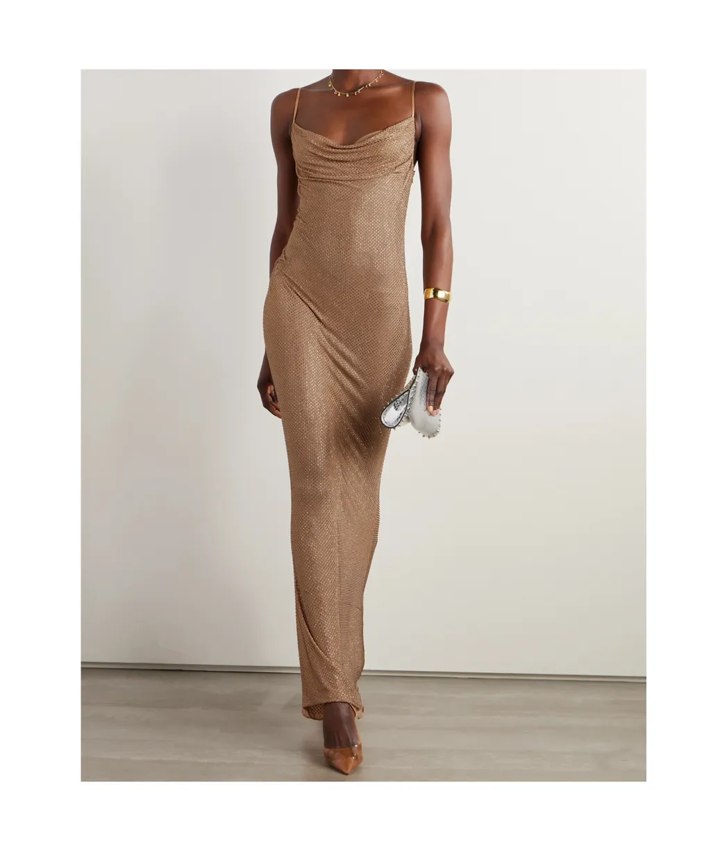 Shilo Crystal-Embellished Mesh Dress